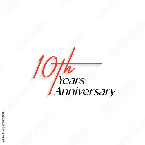 10th anniversary celebration logo design with red text