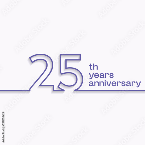 25th years anniversary celebration sign with purple line