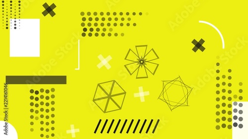 Abstract 2D Flat Motion Graphics Background in Seamless Loop Video - Geometric Shapes Yellow Colored 2D Animated Modern Flat Background Video