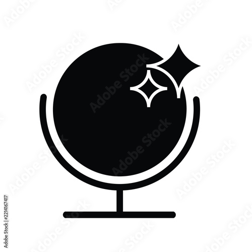 Vanity makeup table mirror solid black silhouette icon vector illustration isolated on white background