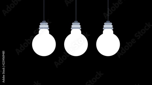 Three hanging light bulbs against a Transparent Background