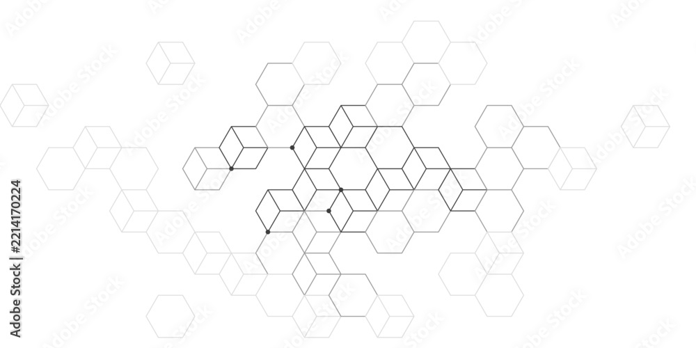 Fototapeta premium Luxury black and white honeycomb hexagon background with open hex lattice.