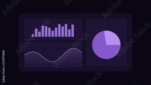 Abstract financial analysis dashboard with line graph and pie chart analytics