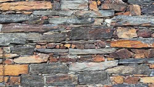 Patones rustic slate stone wall architecture from patones