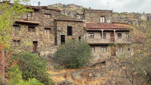 Patones rustic slate stone houses in patones de arriba, madrid