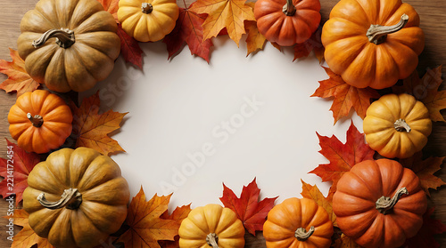 pumpkin border with autumn leaves
