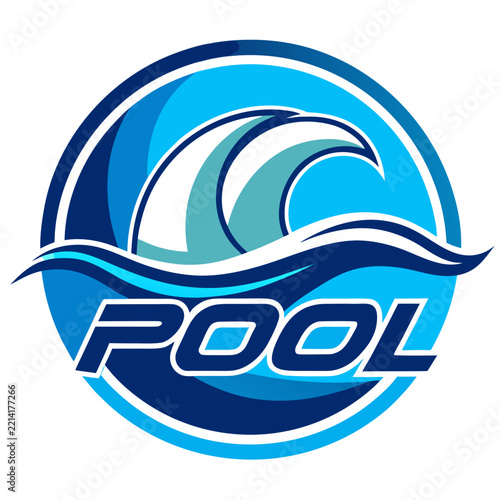 Blue wave pattern with company name a circular vector logo design