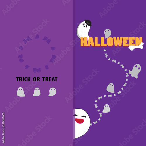 Halloween invitation card featuring a cute ghost