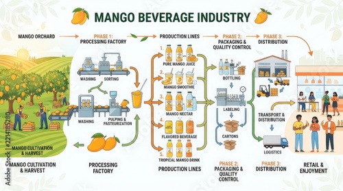 Mango beverage industry infographic flowchart