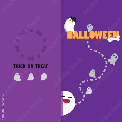 Halloween invitation card featuring a cute ghost