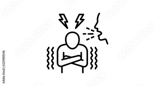 Stressed person experiencing emotional abuse and yelling from another person in vector line art