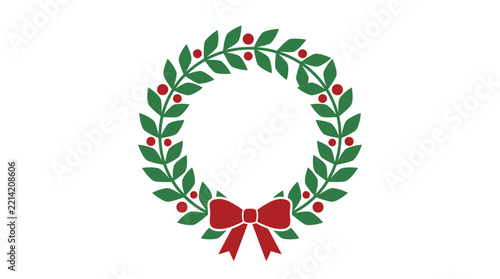 Christmas Wreath Flat Vector Illustration