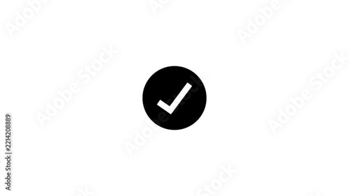 green check mark icon in white circle looped motion graphic animation Isolated on a green background.