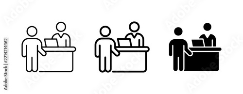 Hotel reception check in icon, glyph