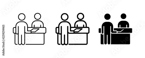 Hotel reception check in icon glyph
