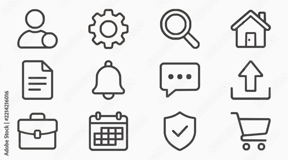 Fototapeta premium Professional icons set for business communication and e commerce services