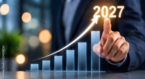 A business professional analyzing growth chart for business growth and financing in 2027