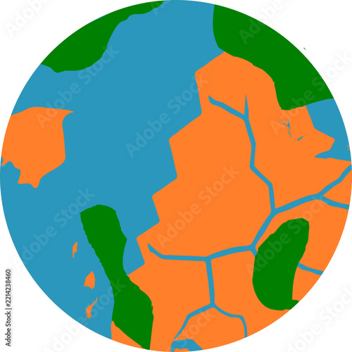 Terraforming process planet globe icon showing green vegetation water ocean and land isolated for astronomy science vector design