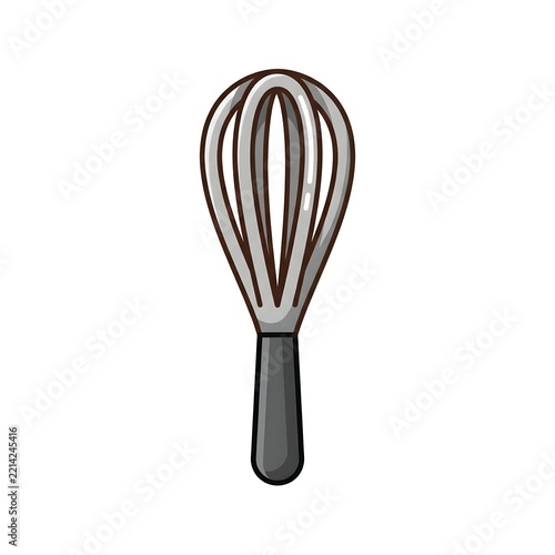 Pixel Art Metal Kitchen Whisk Isolated On Plain Background Culinary Tool Icon Illustration
