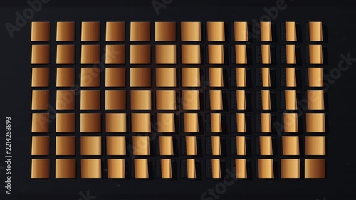 Abstract Motion Background with Rotating Golden Square Tiles