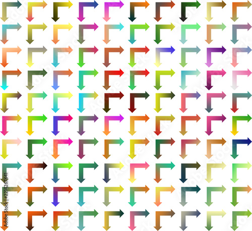 Right and Down Way Arrow Icon Gradient