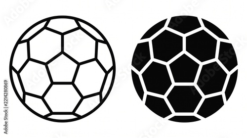 Soccer Ball Icons Set Outline and Silhouette Vector Illustration

