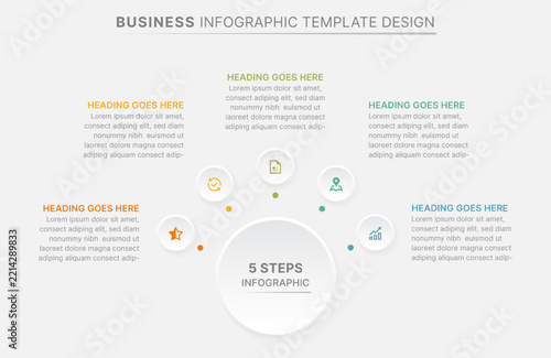 5 Steps Business Infographic Template with Circular Semi-Circle Workflow Concept