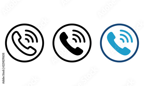 Telephone receiver vector icon set featuring classic call and customer support hotline symbols in dual tone, solid glyph, and clean outline styles.
