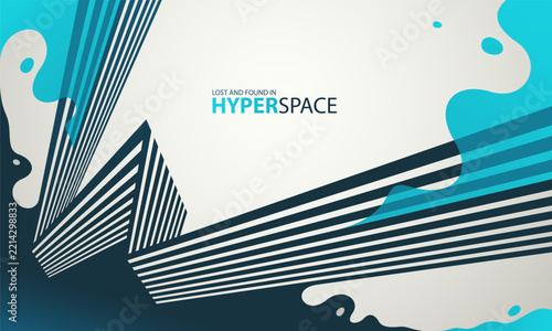 Dynamic vector abstract background, lines in perspective with energy blast of a lava fluid in 3D space, splash in motion, modern creative art wallpaper.