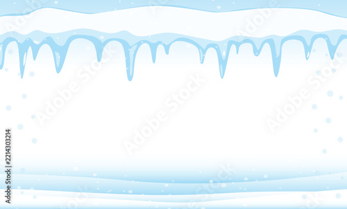 Winter Snow and Icicle Border Background , Vector design