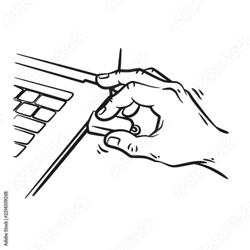 connecting-usb-memory-device-to-notebook-sketch   .eps