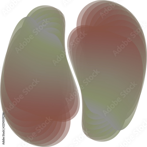 Abstract red and green soft liquid gradient shapes overlay pattern on isolated white background