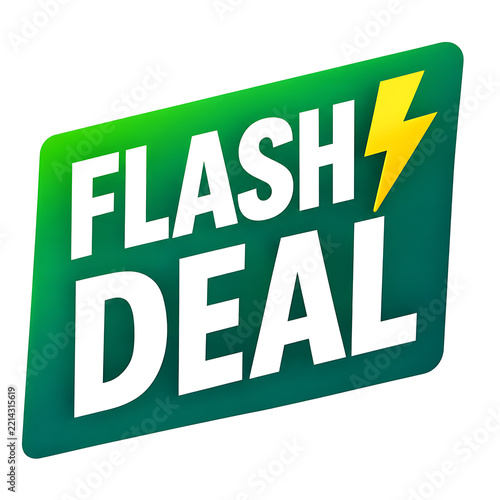 Flash deal banner with lightning bolt and sale text in green and yellow