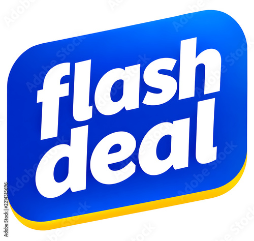 Flash deal logo with bright blue and orange colors