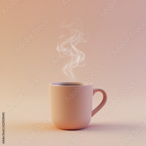 Steaming Coffee Cup on Pastel Background
