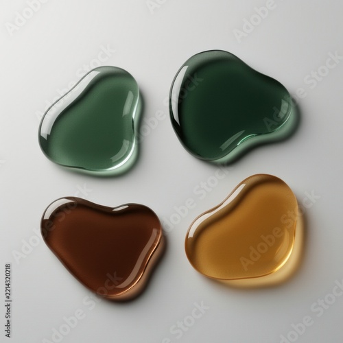 Abstract glass blobs arranged on light background