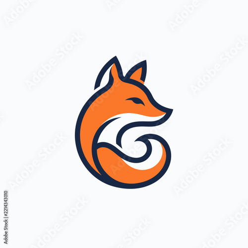 Stylized orange fox mascot logo icon vector illustration isolated on white background