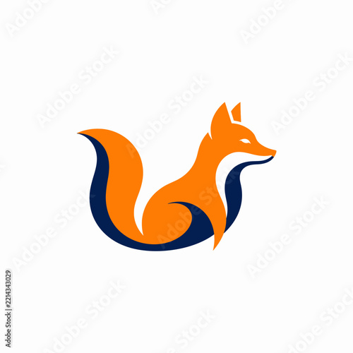 Fox vector logo icon with stylized orange and blue design on white background