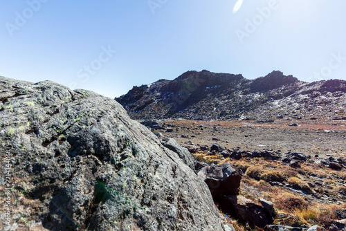 Large Volcanic Boulder in Alpine Wilderness Landscape