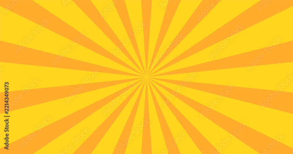 Fototapeta premium Yellow and Orange Retro Sunburst Background Vector with Radial Beams