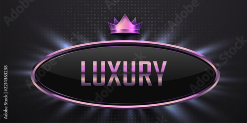 Luxury golden crown emblem on a glowing dark background.