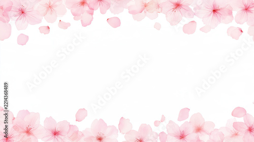 Soft Cherry Blossom Border: Delicate pink cherry blossoms gently frame the image, creating a light and airy border with falling petals, perfect for spring themes.