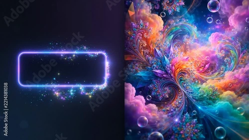 Glowing AI prompt field with abstract digital art and copy space