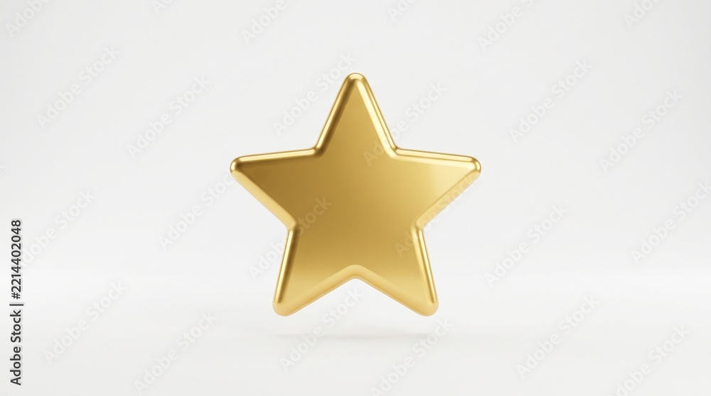 Fototapeta premium Simple 3D icon of a golden star, representing customer rating, quality review, favorite award, and excellence isolated on a white background