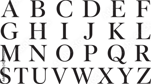 A to Z Elegant Luxury Black Serif Alphabet Vector Silhouette