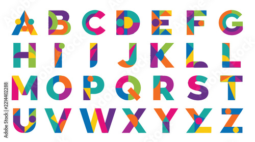 A to Z Geometric Abstract Colorful Alphabet Vector Silhouette
