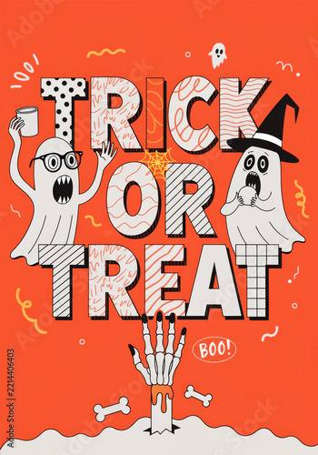 Trick or Treat Halloween Festive Illustration