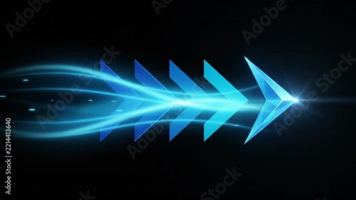 A video showcasing a futuristic blue arrow moving swiftly through space