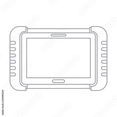 Rugged automotive diagnostic tablet tool line icon illustration