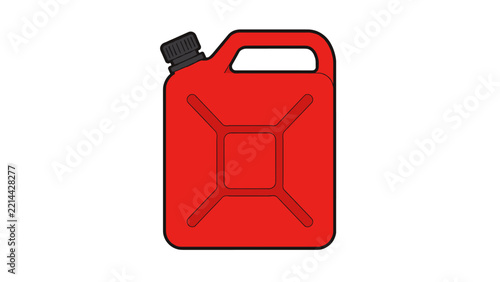 Red jerry can with black cap and molded handle
